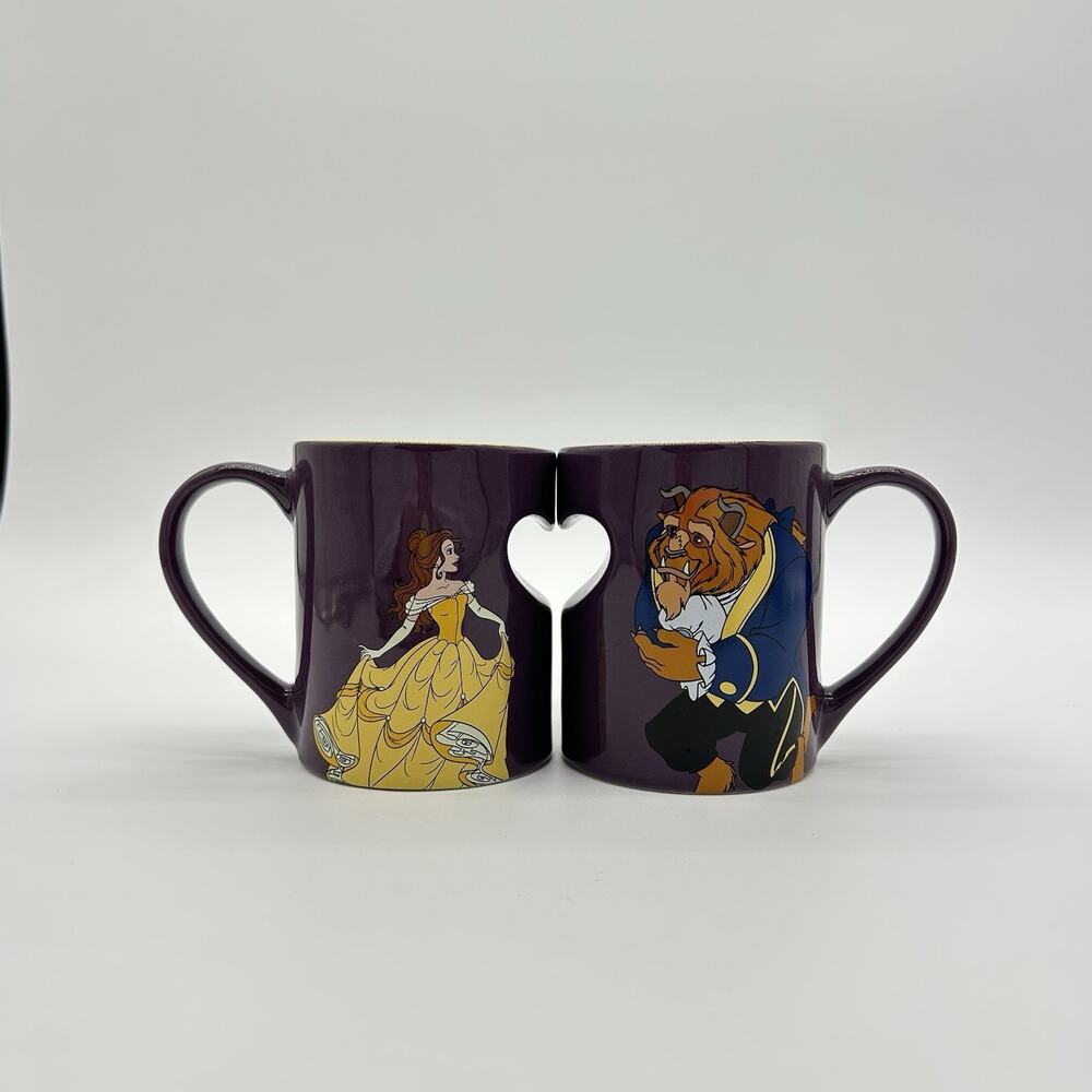 Disney Parks Beauty and The Beast Ceramic Coffee Mug Set 12 0z